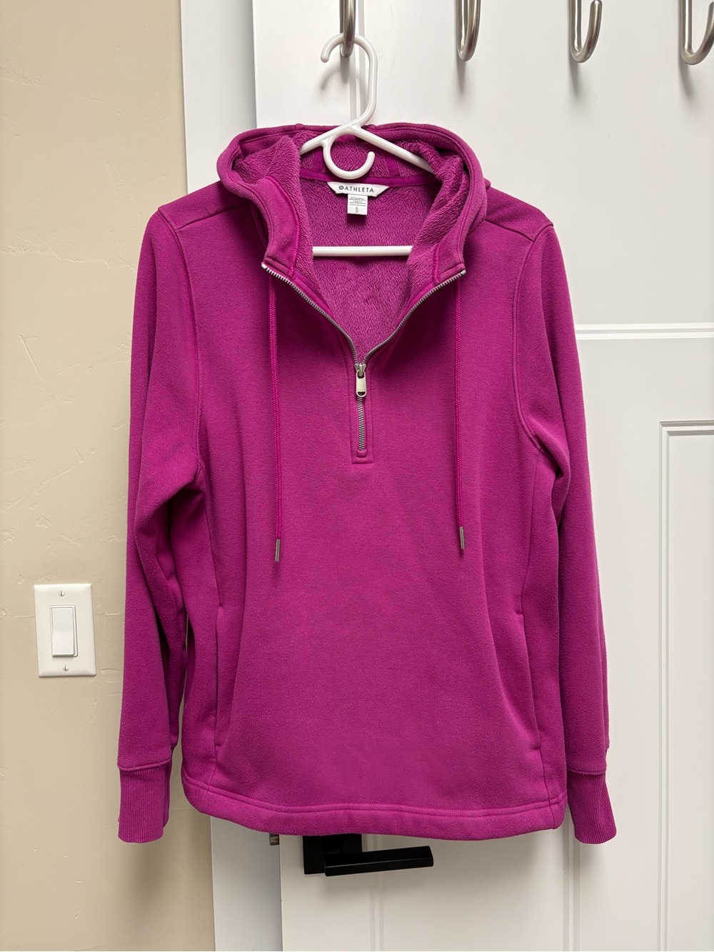 Athleta Magenta Half-Zip Hoodie Fleece Pullover